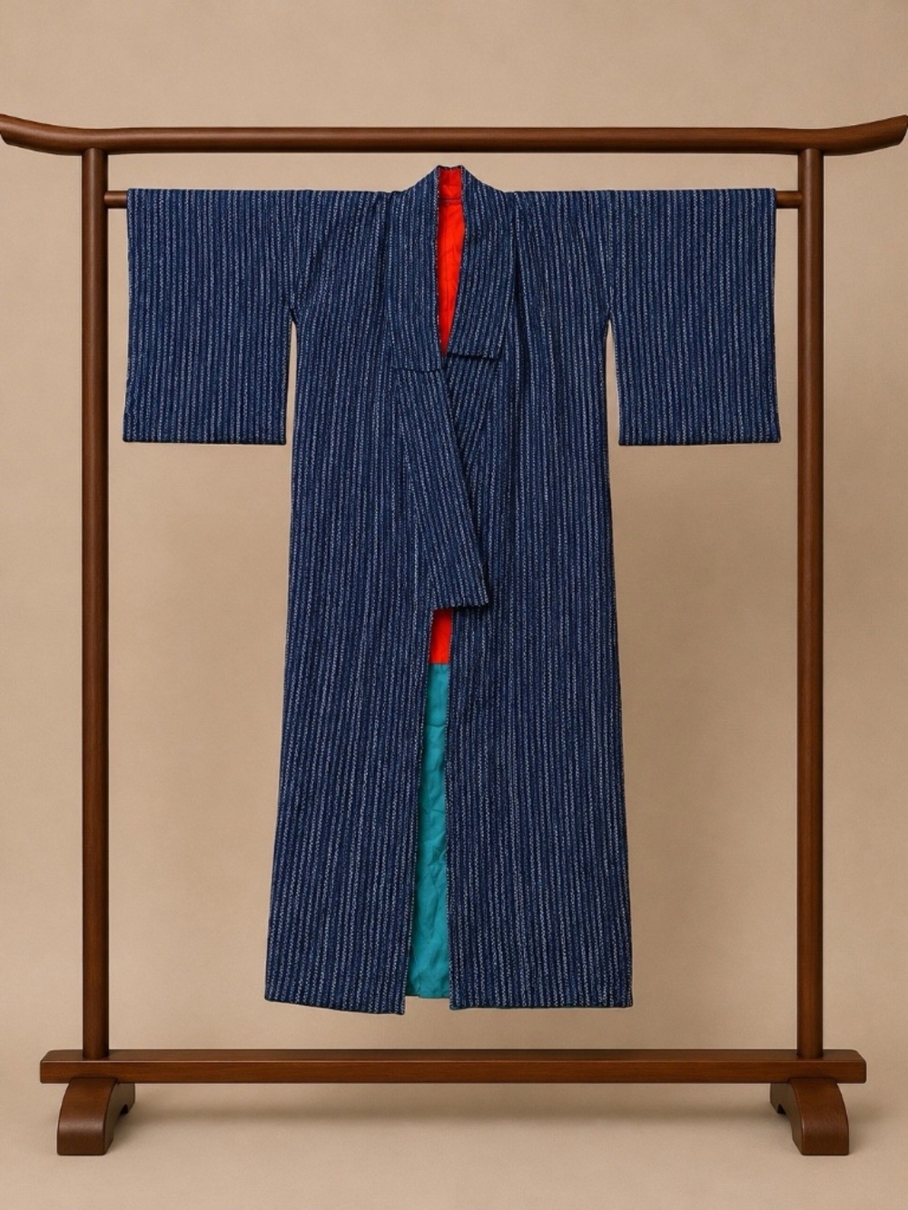 Authentic Vintage Handmade Silk blend Japanese Kimono from Mid Century